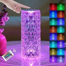 RGB Crystal Rose Diamond Table Lamp – 16 Color Remote Control Lamp (USB Rechargeable)